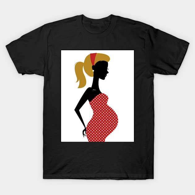 Girl with belly / red with dots T-Shirt by BEEANDGLOWFASHION